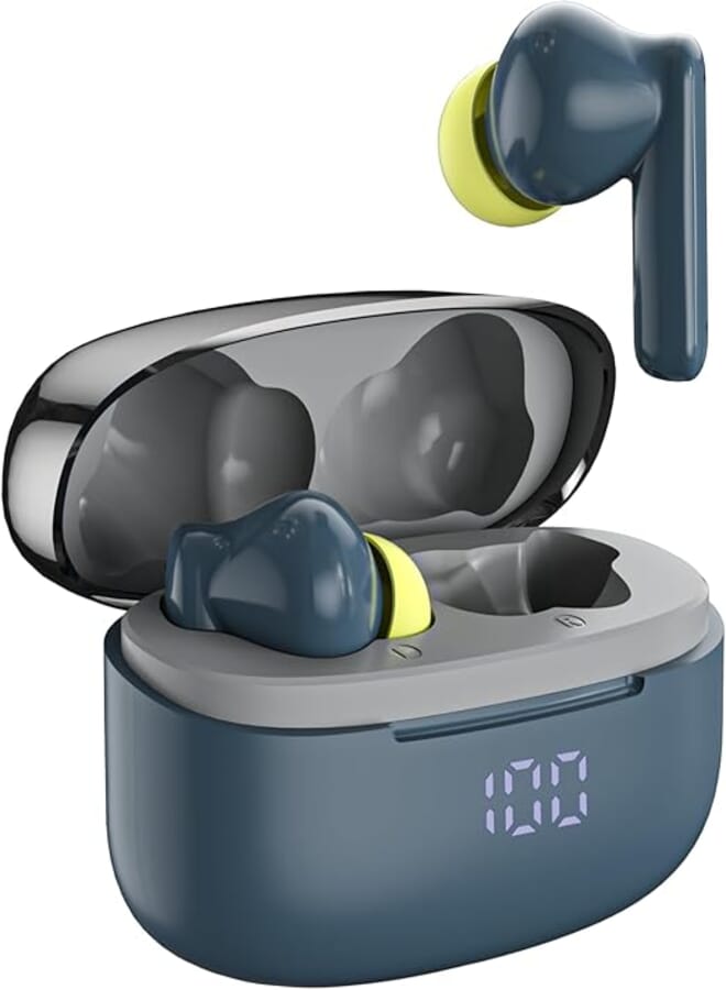 General GEB862 TWS Earbuds – ANC+ENC Noise Cancelling Wireless Earbuds, Bluetooth 5.3, 3D Spatial Audio, LED Display, HiFi Stereo – Blue